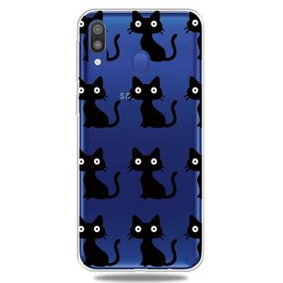 Fashion Soft TPU Case 3D Cartoon Transparent Soft Silicone Cover Phone Cases For Galaxy A70(Black Cat)