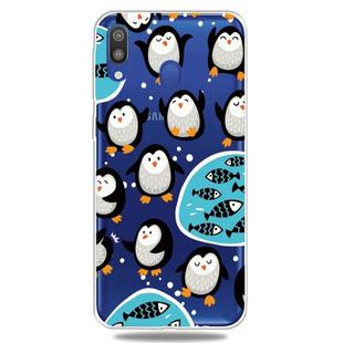 Fashion Soft TPU Case 3D Cartoon Transparent Soft Silicone Cover Phone Cases For Galaxy A70(Penguin)