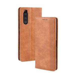 Magnetic Buckle Retro Crazy Horse Texture Horizontal Flip Leather Case for Sony Xperia 2, with Holder & Card Slots & Photo Frame(Brown)