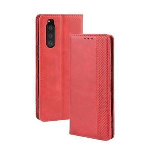 Magnetic Buckle Retro Crazy Horse Texture Horizontal Flip Leather Case for Sony Xperia 2, with Holder & Card Slots & Photo Frame(Red)
