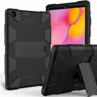 Shockproof Two-Color Silicone Protection Case with Holder for Galaxy Tab A 10.1 (2019) / T510(Black)