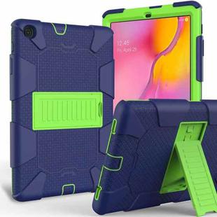 Shockproof Two-Color Silicone Protection Case with Holder for Galaxy Tab A 10.1 (2019) / T510(Dark Blue+Green)