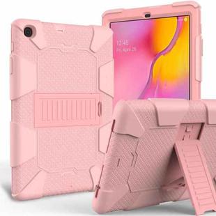 Shockproof Two-Color Silicone Protection Case with Holder for Galaxy Tab A 10.1 (2019) / T510(Rose Gold)