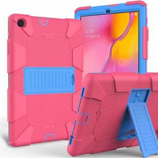 Shockproof Two-Color Silicone Protection Case with Holder for Galaxy Tab A 10.1 (2019) / T510(Hot Pink+Blue)