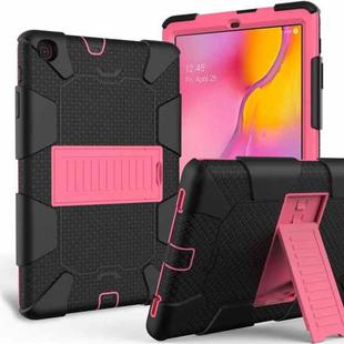 Shockproof Two-Color Silicone Protection Case with Holder for Galaxy Tab A 10.1 (2019) / T510(Black+Hot Pink)