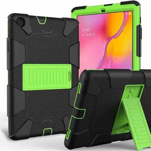 Shockproof Two-Color Silicone Protection Case with Holder for Galaxy Tab A 10.1 (2019) / T510(Black+Green)