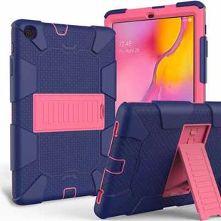 Shockproof Two-Color Silicone Protection Case with Holder for Galaxy Tab A 10.1 (2019) / T510(Dark Blue+Hot Pink)