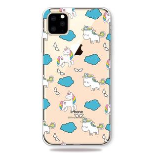For iPhone 11 Pro Max Fashion Soft TPU Case 3D Cartoon Transparent Soft Silicone Cover Phone Cases (Cloud Horse)