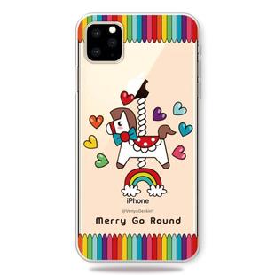 For iPhone 11 Pro Max Fashion Soft TPU Case 3D Cartoon Transparent Soft Silicone Cover Phone Cases (Merry-go-round)
