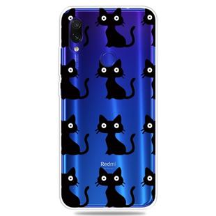 Fashion Soft TPU Case 3D Cartoon Transparent Soft Silicone Cover Phone Cases For Xiaomi Redmi 7 /  Y3(Black Cat)