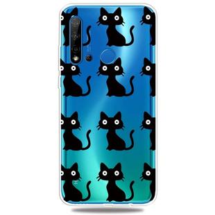 Fashion Soft TPU Case 3D Cartoon Transparent Soft Silicone Cover Phone Cases For Huawei Nova5i / P20 Lite 2019(Black Cat)