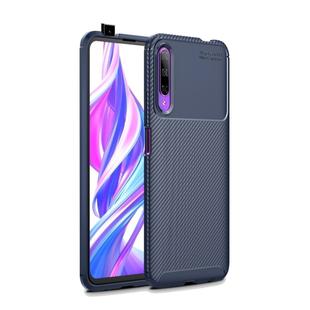 Carbon Fiber Texture Shockproof TPU Case for Huawei honor 9X(Blue)