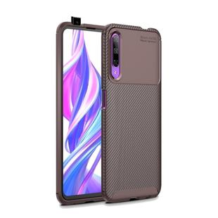 Carbon Fiber Texture Shockproof TPU Case for Huawei Honor 9X Pro(Brown)