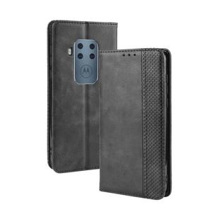 Magnetic Buckle Retro Crazy Horse Texture Horizontal Flip Leather Case for Motorola Moto One Pro , with Holder & Card Slots & Photo Frame(Black)