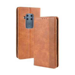 Magnetic Buckle Retro Crazy Horse Texture Horizontal Flip Leather Case for Motorola Moto One Pro , with Holder & Card Slots & Photo Frame(Brown)