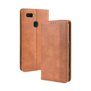 Magnetic Buckle Retro Crazy Horse Texture Horizontal Flip Leather Case for Oppo A5s (AX5s) , with Holder & Card Slots & Photo Frame(Brown)