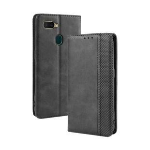 Magnetic Buckle Retro Crazy Horse Texture Horizontal Flip Leather Case for Oppo A7  , with Holder & Card Slots & Photo Frame(Black)