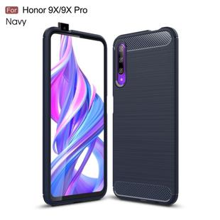 Brushed Texture Carbon Fiber TPU Case for Huawei Honor 9X / 9X Pro(Navy Blue)