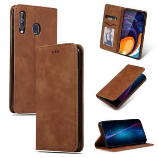 Retro Skin Feel Business Magnetic Horizontal Flip Leather Case for Galaxy A60 / M40(Brown)