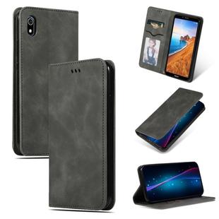 Retro Skin Feel Business Magnetic Horizontal Flip Leather Case for Xiaomi Redmi 7A(Dark Gray)