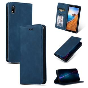 Retro Skin Feel Business Magnetic Horizontal Flip Leather Case for Xiaomi Redmi 7A(Navy Blue)