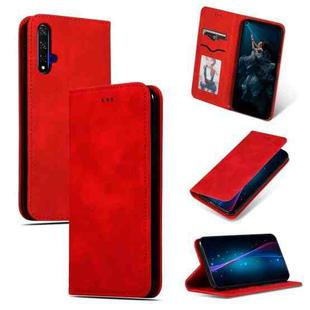 Retro Skin Feel Business Magnetic Horizontal Flip Leather Case for Huawei Honor 20(Red)