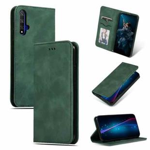Retro Skin Feel Business Magnetic Horizontal Flip Leather Case for Huawei Honor 20(Army Green)