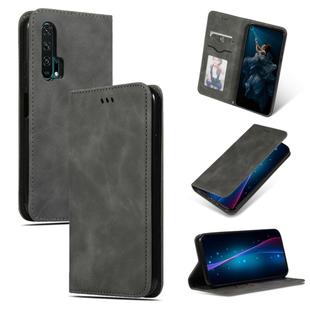 Retro Skin Feel Business Magnetic Horizontal Flip Leather Case for Huawei Honor 20 Pro(Dark Gray)