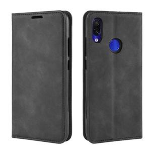 Retro-skin Business Magnetic Suction Leather Case with Wallet & Card Slot & Holder For Xiaomi Redmi Note 7(Retro Black)