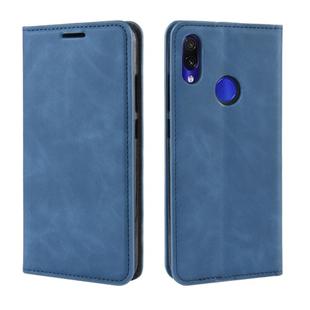 Retro-skin Business Magnetic Suction Leather Case with Wallet & Card Slot & Holder For Xiaomi Redmi Note 7(Sea Blue)