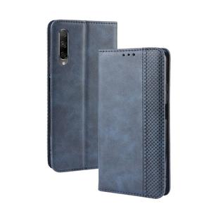 Magnetic Buckle Retro Crazy Horse Texture Horizontal Flip Leather Case for Huawei Honor 9X / Honor 9X Pro, with Holder & Card Slots & Photo Frame(Blue)