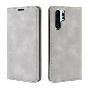 Retro-skin Business Magnetic Suction Leather Case with Purse-Bracket-Chuck For Huawei P30 Pro(Smoke grey)
