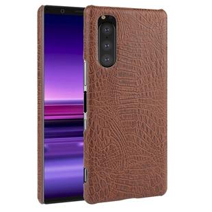 Shockproof Crocodile Texture PC + PU Case For Sony Xperia 5(Brown)