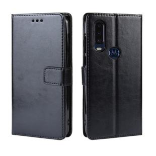 Retro Crazy Horse Texture Horizontal Flip Leather Case for Motorola One Action , with Holder & Card Slots & Photo Frame(Black)