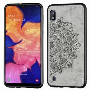 Embossed Mandala Pattern Magnetic PC + TPU + Fabric Shockproof Case for Galaxy A10, with Lanyard(Gray)