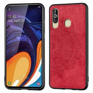 Embossed Mandala Pattern Magnetic PC + TPU + Fabric Shockproof Case for Galaxy A60 / M30, with Lanyard(Red)