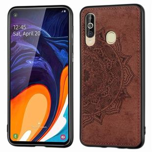 Embossed Mandala Pattern Magnetic PC + TPU + Fabric Shockproof Case for Galaxy A60 / M30, with Lanyard(Brown)