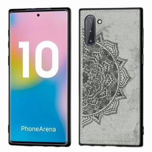 Embossed Mandala Pattern Magnetic PC + TPU + Fabric Shockproof Case for Galaxy Note10, with Lanyard(Gray)