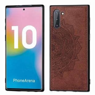 Embossed Mandala Pattern Magnetic PC + TPU + Fabric Shockproof Case for Galaxy Note10, with Lanyard(Brown)