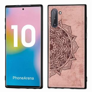 Embossed Mandala Pattern Magnetic PC + TPU + Fabric Shockproof Case for Galaxy Note10, with Lanyard(Rose Gold)