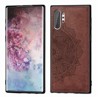 Embossed Mandala Pattern Magnetic PC + TPU + Fabric Shockproof Case for Galaxy Note10+, with Lanyard(Brown)
