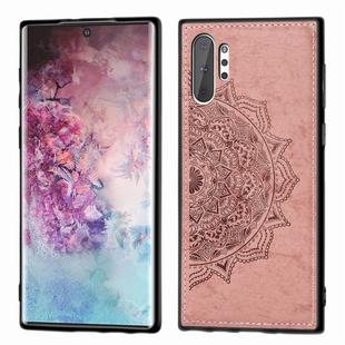 Embossed Mandala Pattern Magnetic PC + TPU + Fabric Shockproof Case for Galaxy Note10+, with Lanyard(Rose Gold)