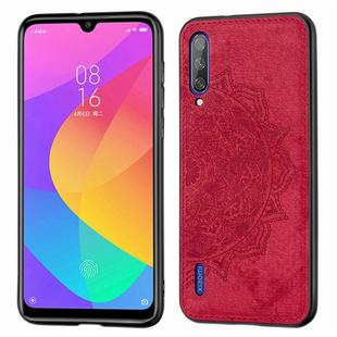 Embossed Mandala Pattern Magnetic PC + TPU + Fabric Shockproof Case for Xiaomi Mi CC9 / A3 Lite, with Lanyard(Red)