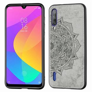 Embossed Mandala Pattern Magnetic PC + TPU + Fabric Shockproof Case for Xiaomi Mi CC9 / A3 Lite, with Lanyard(Gray)