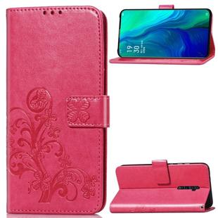 Lucky Clover Pressed Flowers Pattern Leather Case for OPPO Reno 10x Zoom, with Holder & Card Slots & Wallet & Hand Strap(Rose)