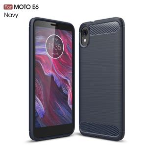 Brushed Texture Carbon Fiber TPU Case for MOTO E6(Navy Blue)