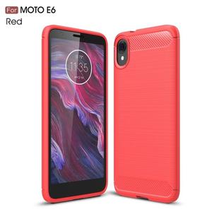 Brushed Texture Carbon Fiber TPU Case for MOTO E6(Red)