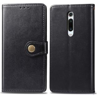 Retro Solid Color Leather Buckle Mobile Phone Protection Leather Case with Lanyard & Photo Frame & Card Slot & Wallet & Bracket Function for Xiaomi 9T / 9T Pro / Redmi K20 / Redmi K20 Pro(Black)