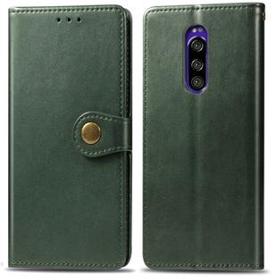 Retro Solid Color Leather Buckle Mobile Phone Protection Leather Case with Lanyard & Photo Frame & Card Slot & Wallet & Bracket Function for Sony Xperia XZ4(Green)