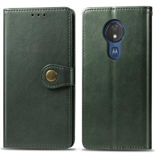 Retro Solid Color Leather Buckle Mobile Phone Protection Leather Case with Lanyard & Photo Frame & Card Slot & Wallet & Bracket Function for Motorola Moto G7 Play(Green)